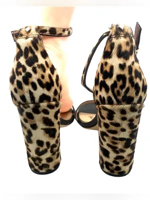 Sam Edelman Tan & Black "Yaro" Genuine Fur & Leather Animal Print Heels (6.5) thumbnail 9