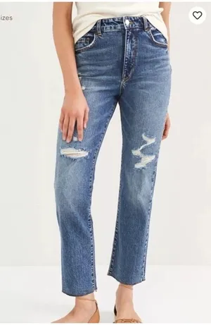 Pilcro Blue Distressed Straight Leg Jeans thumbnail 1