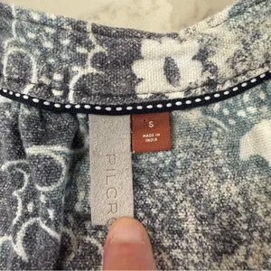 Anthropologie Pilcro Linen Blend Puff Sleeve Tunic Dress Womens Small White/Blue thumbnail 9