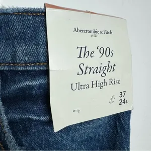 Abercrombie & Fitch The 90's Straight Ultra High Rise Blue Wash 24‎ Long Casual thumbnail 8