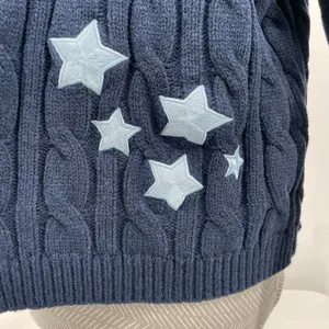 Taylor Swift Cardigan Midnights Album Navy Blue Stars Cozy Sweater Size M / L thumbnail 4