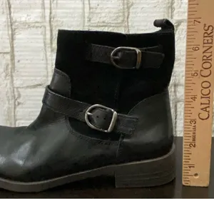 LUCKY BRAND Black Leather Double Buckle Moto Ankle Boots Size 7.5 thumbnail 10