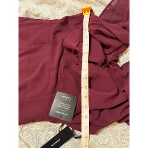 NWT Lulus Betsey Burgundy Maroon Ted Ruffled Midi Dress Size XS Lightweight thumbnail 6