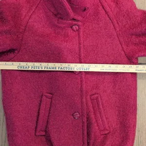 Vintage Alectra Magenta Pink Boucle Wool Blend Funnel Neck Coat Made in USA thumbnail 4