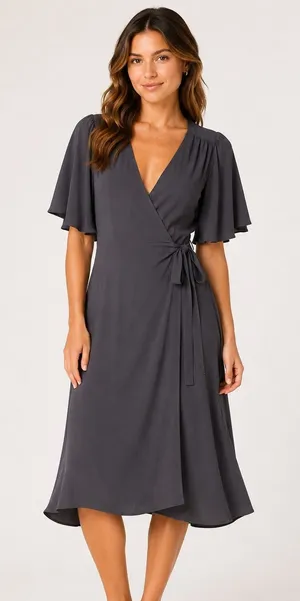 Aritzia Wilfred Allie Wrap Dress Dark Gray Small thumbnail 1