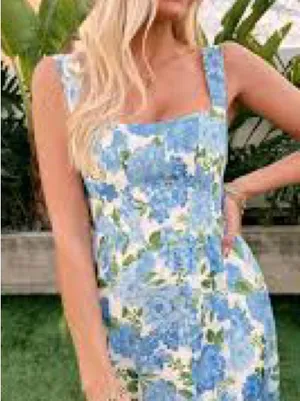 Show Me Your Mumu Mini Dress Womens XL Blue Floral Cottage Smocked thumbnail 1