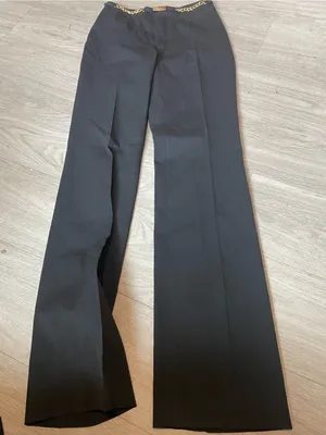 Black Wide-Leg Trousers with Gold Chain Waist thumbnail 1