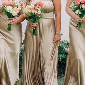 Revelry Strapless Gold Pleated Dress thumbnail 3