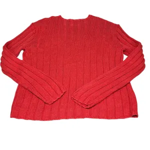 Polo Ralph Lauren Tangerine Orange Linen Cotton Blend Chunky‎ Sweater Large thumbnail 3