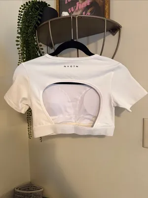 NVGTN Cropped White Workout Top thumbnail 2