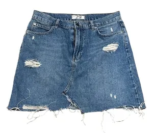 We The Free Free People Skirt Womens Size 29 Blue Denim Mini Distressed thumbnail 1