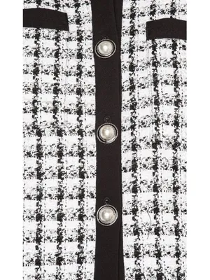 Lovers Friends Lucca Jacket Black White Metallic Sparkly Plaid Tweed Blazer Coat thumbnail 5