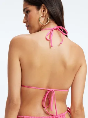 NWOT Good American Always Fits Tiny Ties Bikini Top in Bright Pink Size 00/0 thumbnail 6