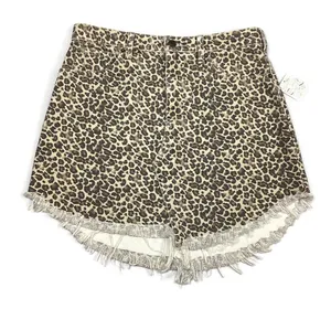 Free People Animal Print Distressed Denim Mini Skirt Size 29 NEW! Retail $78 thumbnail 1