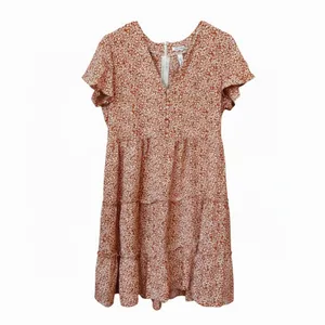Beachsissi Boho Floral Tiered Dress L Flowy Spring Summer Casual Cottagecore thumbnail 2