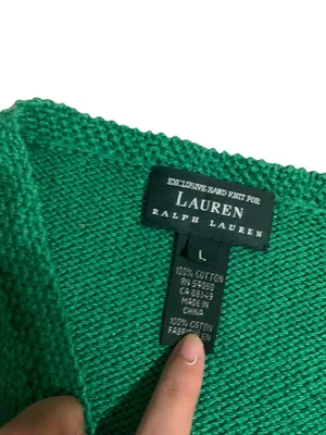 Lauren Ralph Lauren Green 100% cotton cardigan size L thumbnail 3