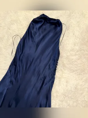 NEW Reformation Kaylah Silk Halter Navy Blue Dress sz 6 thumbnail 8