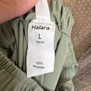 Halara Green Cargo Jogger Cotton Twill Elastic Cuffs Pockets Pants Large thumbnail 4