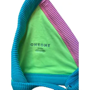 Oneone Kameron Triangle Bikini Top Lime green pink and blue medium thumbnail 3
