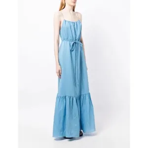 NWT Alice + Olivia Jayda ruffled Lyocell-blend voile maxi dress Blue‎ Sz 2 $495 thumbnail 6