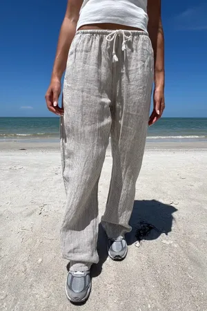 Brandy Melville Anastasia linen pant cream thumbnail 2