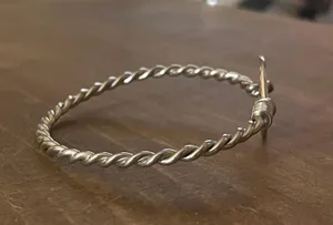 Silver Twisted Hook And Loop Bangle Bracelet thumbnail 4