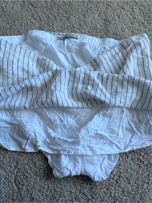 Abercrombie And Fitch White Black Stripped Linen Blend Mini Skort Skirt Large 32 thumbnail 5