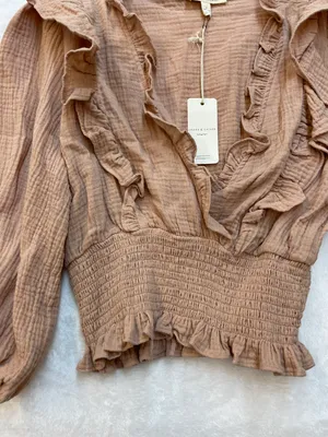 Grade & Gather Smocked Ruffle Top Surplice V Neck thumbnail 2
