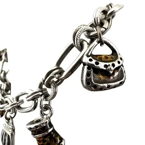 Silver tone Cookie Lee Fashionista High Heel Shoes Purses Charm Bracelet thumbnail 7