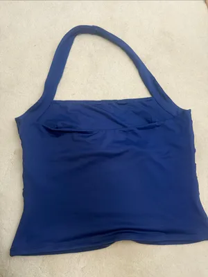 REORIA Blue Stretchy Cropped Halter Top Summer Sleeveless Y2K Size Large thumbnail 4