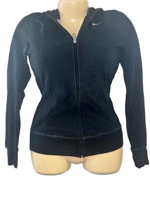 Nike Black Women's Full-Zip Hooded Bomber Jacket thumbnail 1