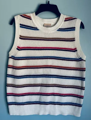 St. John's Bay Knit Sweater Vest Striped Women's Medium thumbnail 1