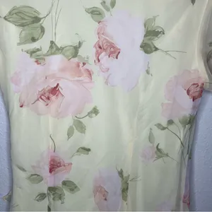 Vintage 90s Y2K JBS Ltd Butter Yellow Floral Sheer Overlay Surplice Midi Dress thumbnail 7