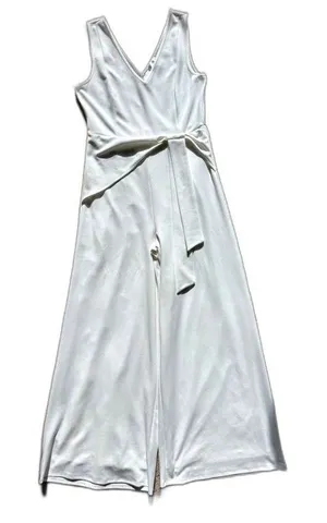 Venus White Wide Leg Tie Waist Jumpsuit Size L thumbnail 1