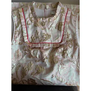 Sandro Paris Metallic Jacquard Mini Dress Size 1 Pink Gold Ruffle thumbnail 7