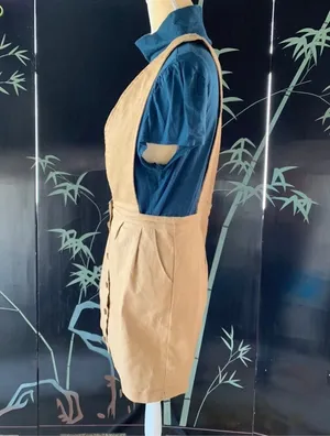 Mod Ref Camel jumper Denim Overalls Skirt Size Large juniors thumbnail 8