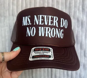 Ms never do no wrong Morgan wallen trucker hat Brown thumbnail 1