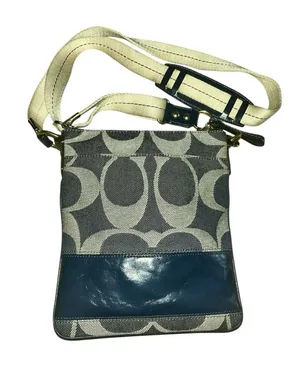 Coach Y2K Vintage Signature Denim Blue and Cream Crossbody Bag thumbnail 1