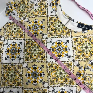 Lulus yellow pattern dress spring summer‎ xs relaxed fit short sleeves maximal thumbnail 10