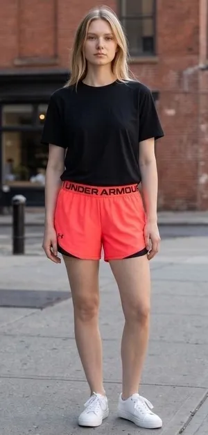 Under Armour Women's Play Up Shorts Pink Black Loose Fit 1306251 Size‎ Medium thumbnail 1