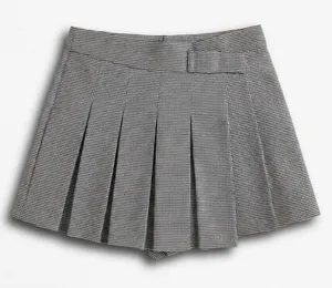 Waye Houndstooth‎ Pleated Mini Skort Black White Micro Check Size XS Preppy thumbnail 1