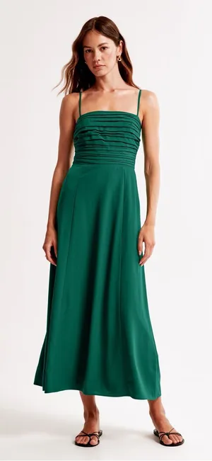 Abercrombie & Fitch Emerson Spaghetti Strap Chiffon Dress in Green thumbnail 1