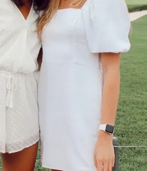 Abercrombie White Puff Sleeve Mini Dress thumbnail 1