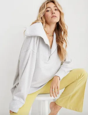 Aerie Very Oversized Black  Pullover thumbnail 4