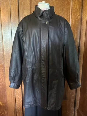 Vtg Field Gear Black Leather Jacket, Size 1X thumbnail 1