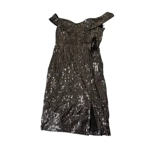 NWT Lulus SZ Small Once in a Lifetime Silver Sequin Off-the-Shoulder Mini Dress thumbnail 3