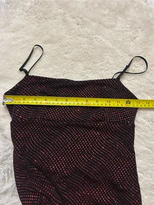 City Triangles Y2K vintage black and red glitter dress adjustable straps medium thumbnail 5