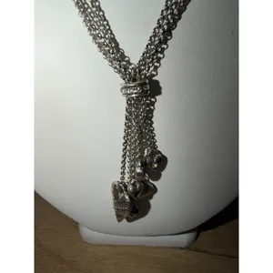 Brighton Necklace Raining Hearts Red & Clear Crystals Pendant Silver Tone Signed thumbnail 5