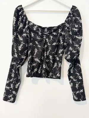Anthropologie Floral Sweetheart Top Small Dark Coquette Cottagecore Prairie Chic thumbnail 3