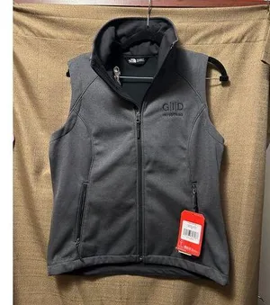 NWT The North Face Womans Ridgewall Vest Dark Grey Soft Shell Size Medium LOGO thumbnail 1